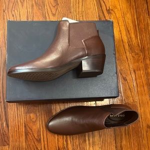 New in box Cole haan Gia bootie. Deep mahogany, leather size 10.